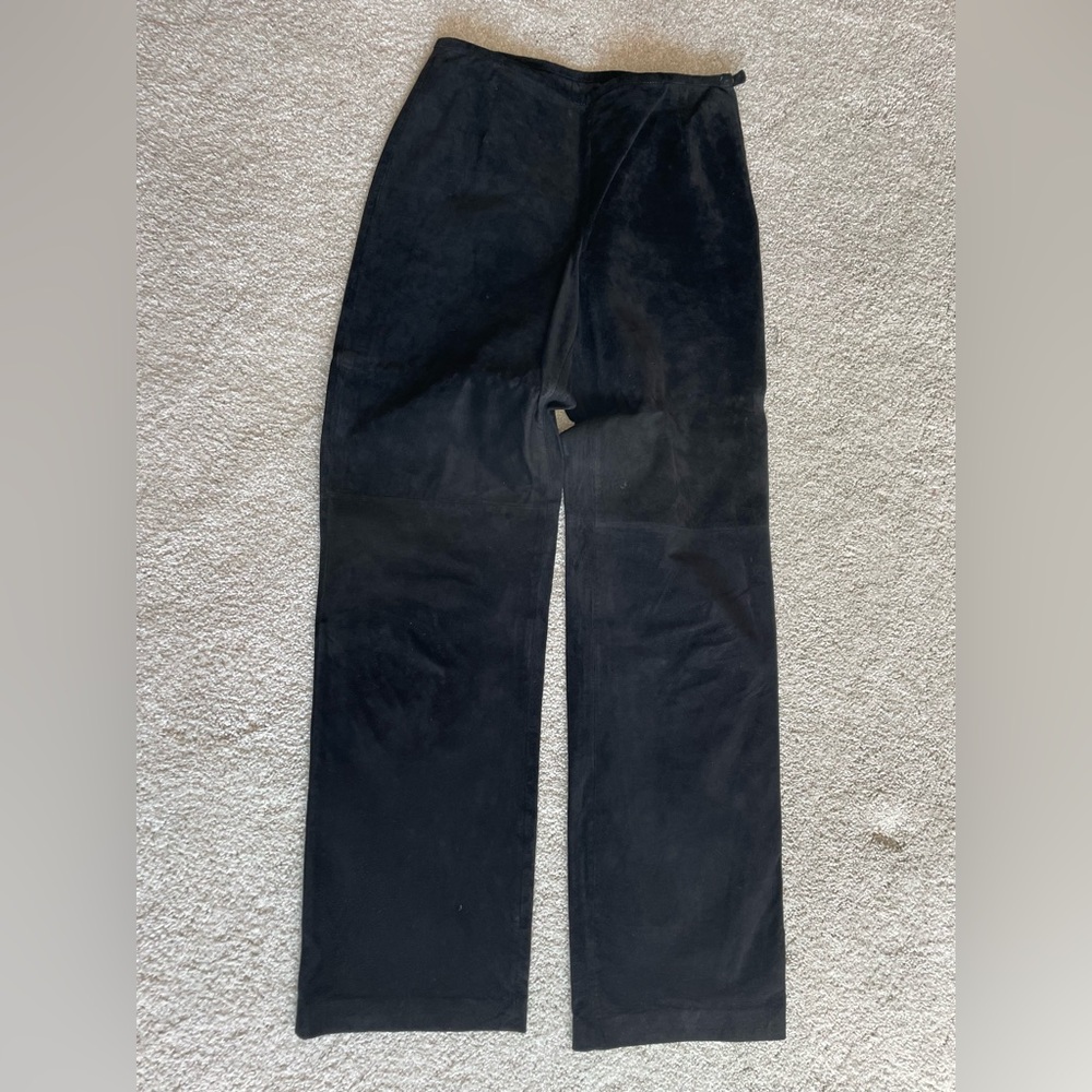 C’est City Vintage Genuine Suede Black Pants, Sz 6